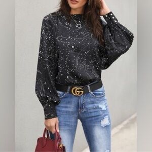 Zara Black Galaxy Cosmo Zodiac Signs
Star Astrology Blouse